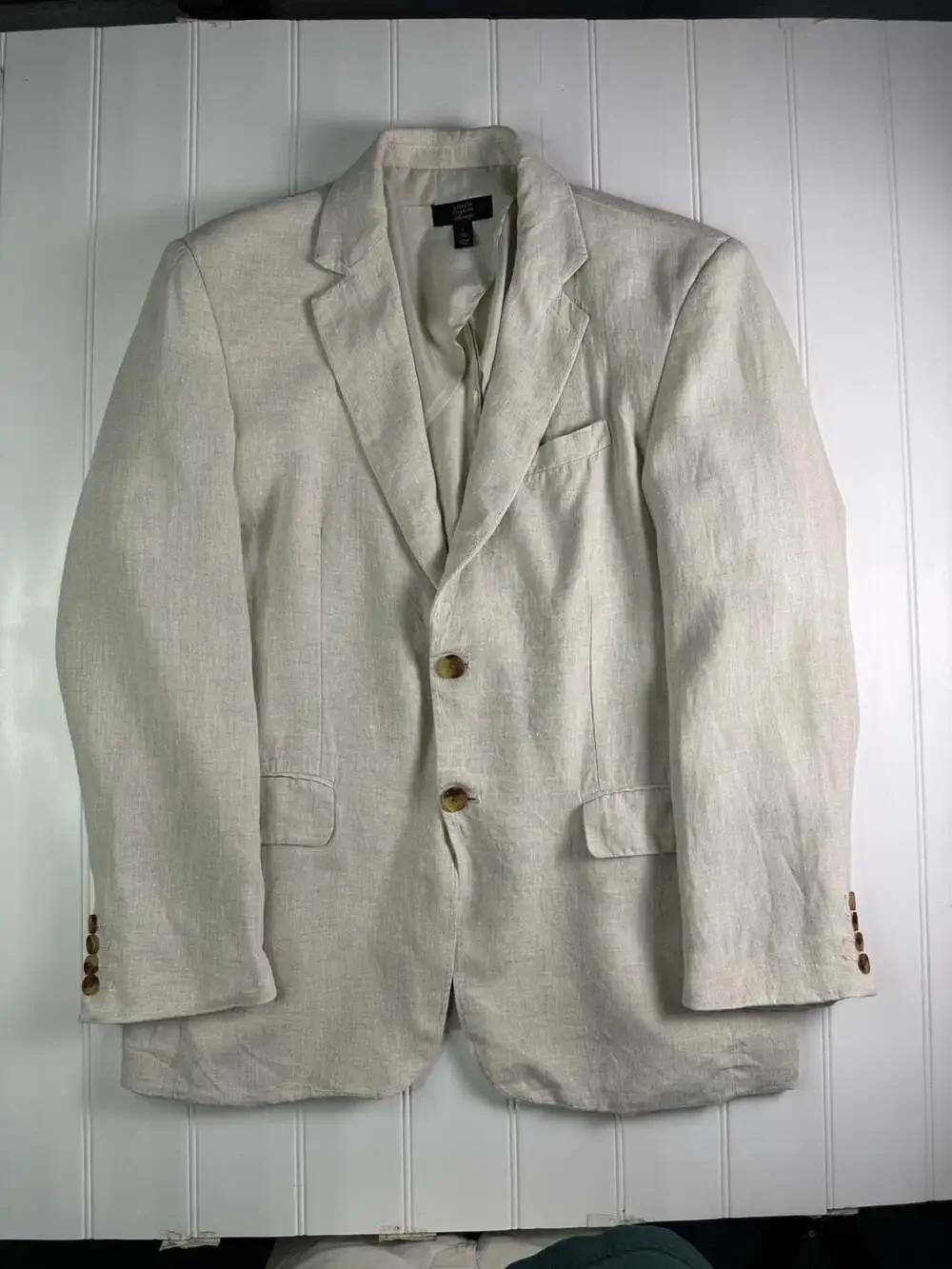 Linen Club Room Luxury Men’s Large 100% Linen Blazer Sport Coat Beige Tan